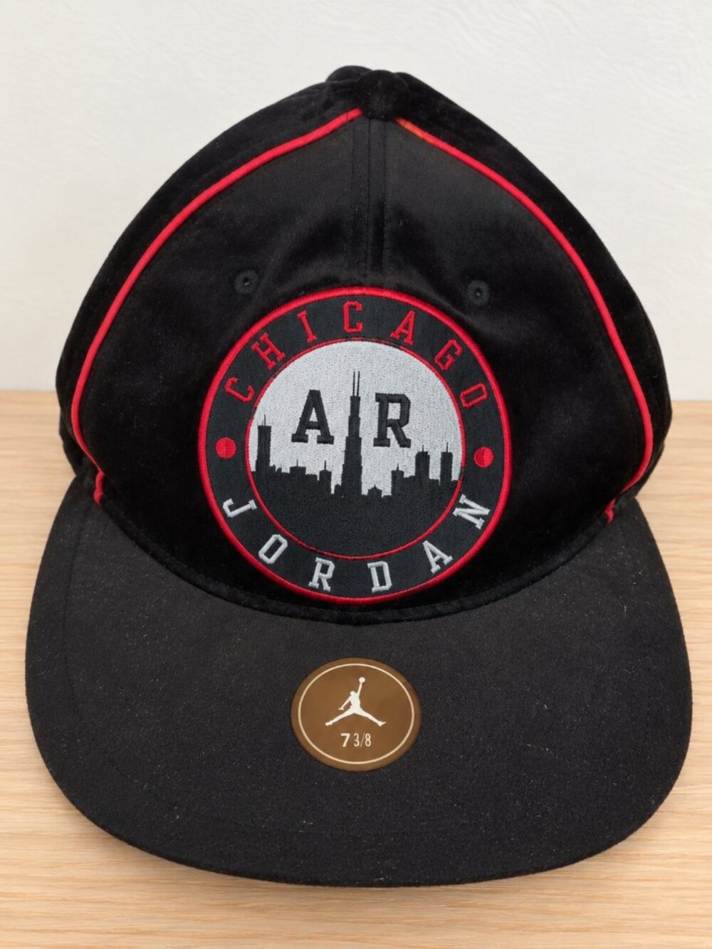 BASEBALL CAP Chicago Air Jordan Hat Black Velvet Six Panel Adult Mens 7 3/8"